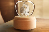 Creative Heart Crystal Music Box Wooden Luminous Music Box