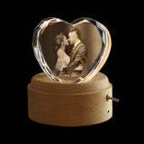 Creative Heart Crystal Music Box Wooden Luminous Music Box